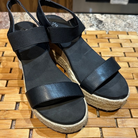 Y Not Shoes - Black Espadrille Wedge Sandals - Women's Comfortable Summer Shoes